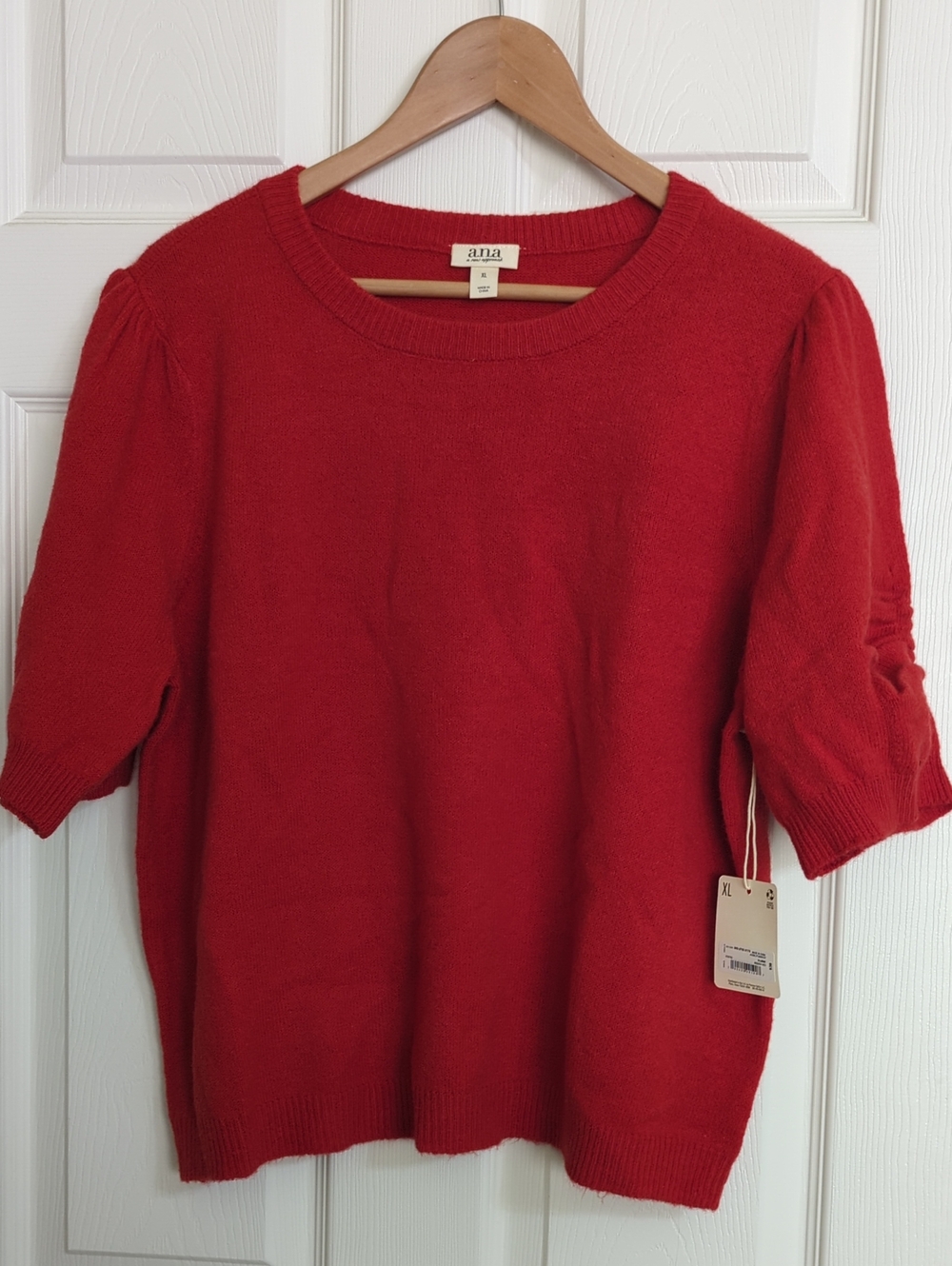 a.n.a Red Crewneck Short-Sleeve Sweater